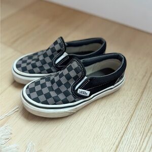 Vans Kids Checkered Black and Gray Slip-Ons